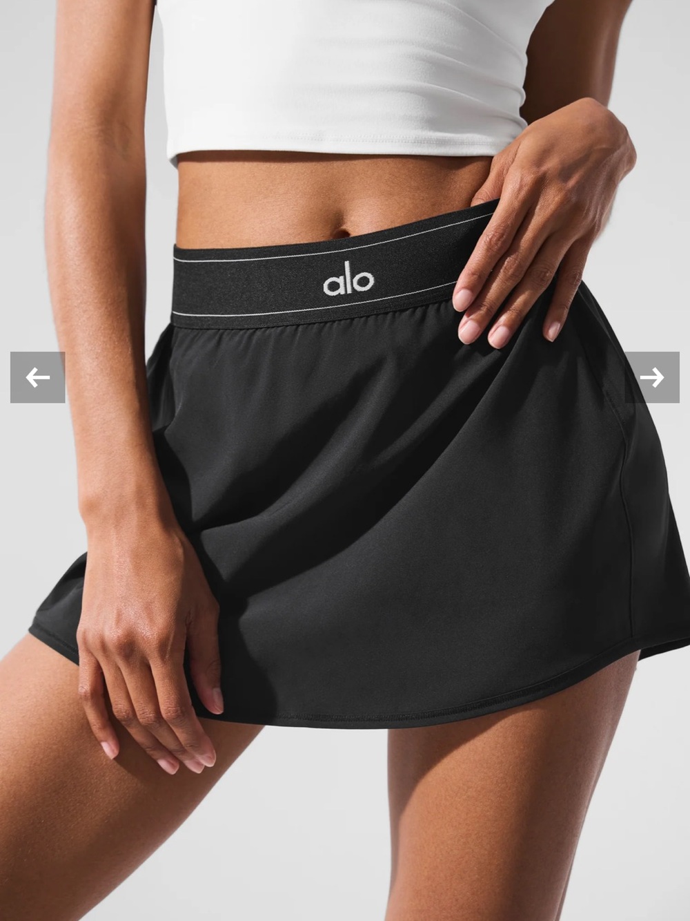 ALO Match Point Black Women's Athletic Skort with Branded Waistband